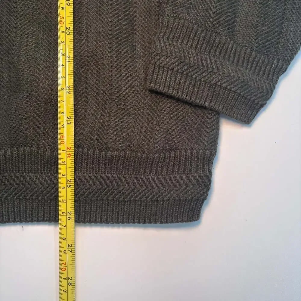 Vintage 90s Chaps Ralph Lauren Olive Green Chevron Knit Sweater Large